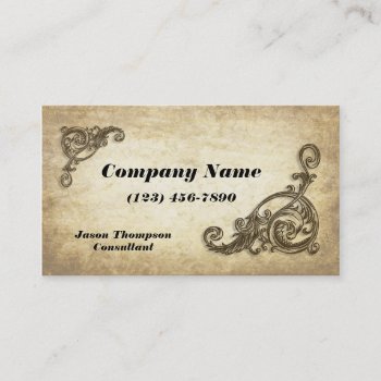 Vintage Swirls Aged Paper Business Card by timelesscreations at Zazzle