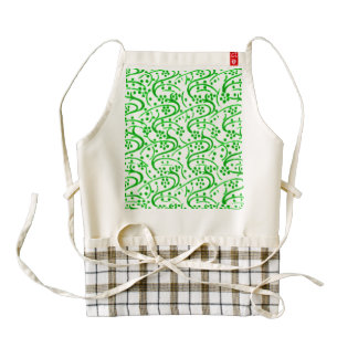 Vintage Swirls Floral Green and White Zazzle HEART Apron