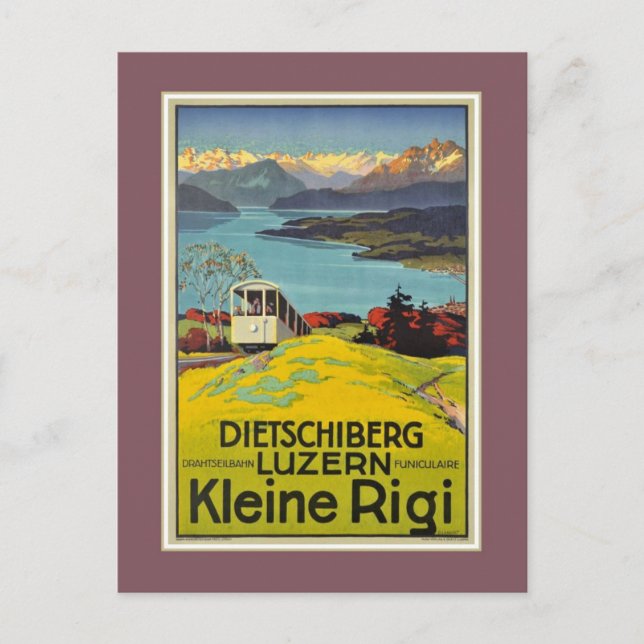 Vintage Swiss Alps Lucerne Rigi advertising Postcard (Front)