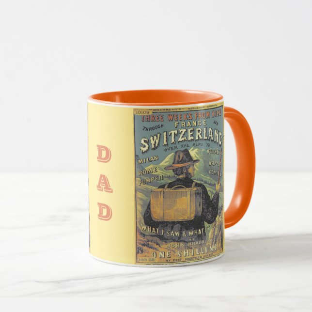 Vintage Swiss Alps Tourism Guide Book Cover Mug (Front Right)