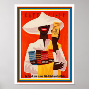 Vintage Swiss Coffee Ad Poster 12 x16