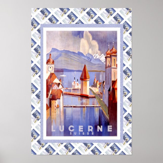 Vintage Swiss Railway Luzern Lucerne Poster (Front)