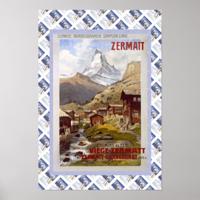 Vintage Swiss Railway Poster Zermatt (Front)