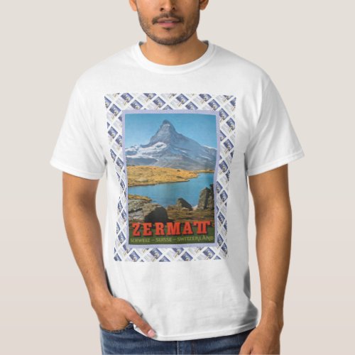Vintage Swiss Railway Poster Zermatt Matterhorn T_Shirt