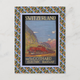 Vintage Swiss Railway St Gotthard electric Postcard