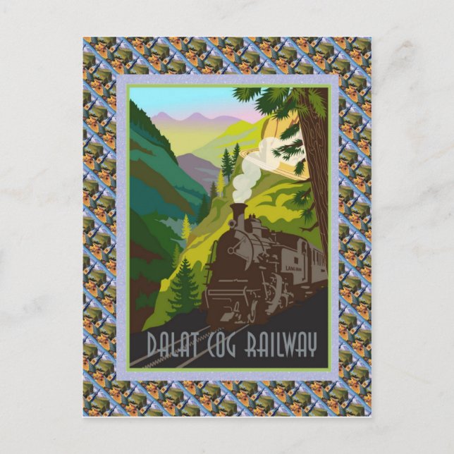 Vintage Swiss Raulway Poster, Dalat Cog Railway Postcard (Front)