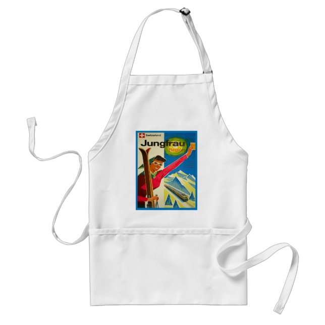 Vintage Swiss Ski, Jungfrau Adult Apron (Front)