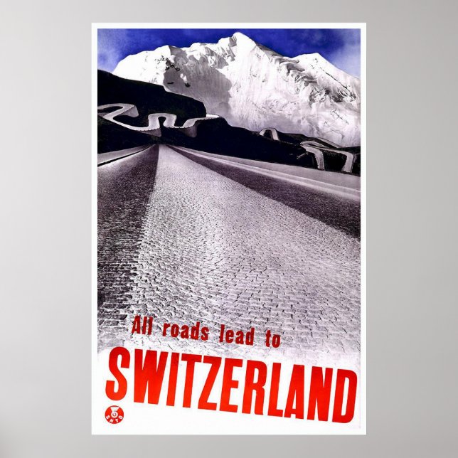 "Vintage Swiss Travel Poster" Poster (Front)
