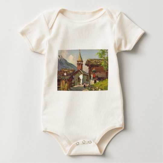 Vintage Switzerland, A village in the Valais Baby Bodysuit