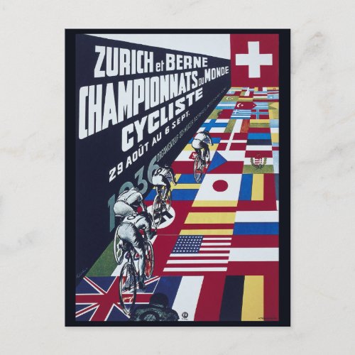 Vintage Switzerland Cycling Zurich Bern Travel Postcard