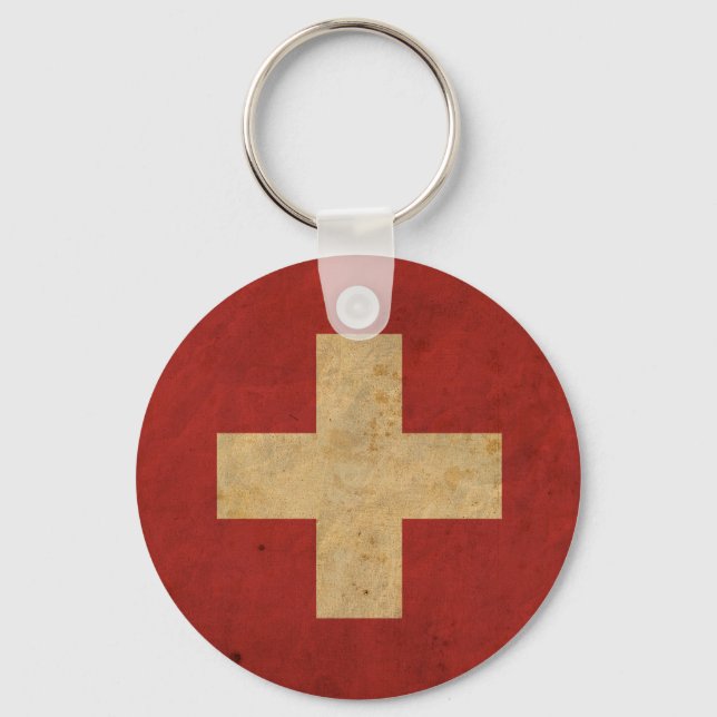 Vintage Switzerland Flag Keychain (Front)