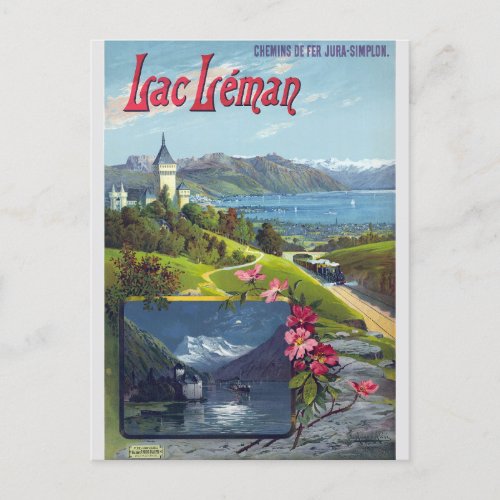 Vintage Switzerland France Lake Geneva Leman Postcard