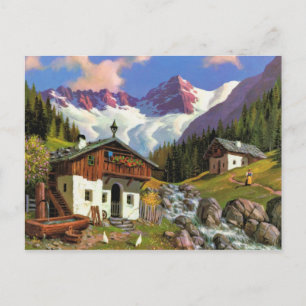 Vintage Switzerland Gletscherwelt, village, Postcard