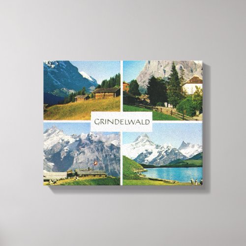 Vintage Switzerland Grindelwald Jungfrau Canvas Print