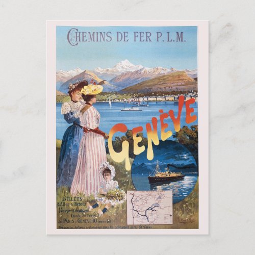Vintage Switzerland Lake Geneva Railroad Travel Postcard
