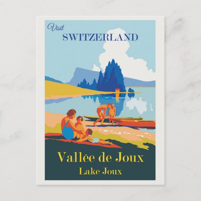 Vintage Switzerland Lake Joux Travel Postcard (Front)