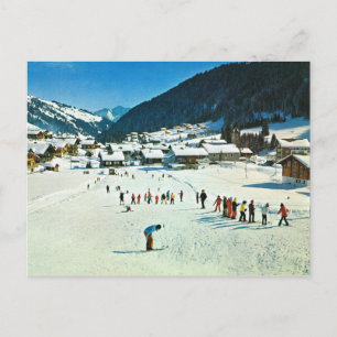 Vintage Switzerland Morgins, Ecole de Ski Postcard