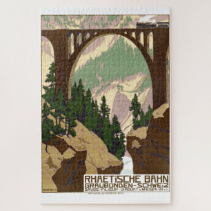 Vintage Switzerland Train Travel Tourism Jigsaw Puzzle