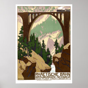 Vintage Switzerland Train Travel Tourism Poster