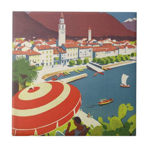 Vintage Switzerland Travel Advert Art Ceramic Tile