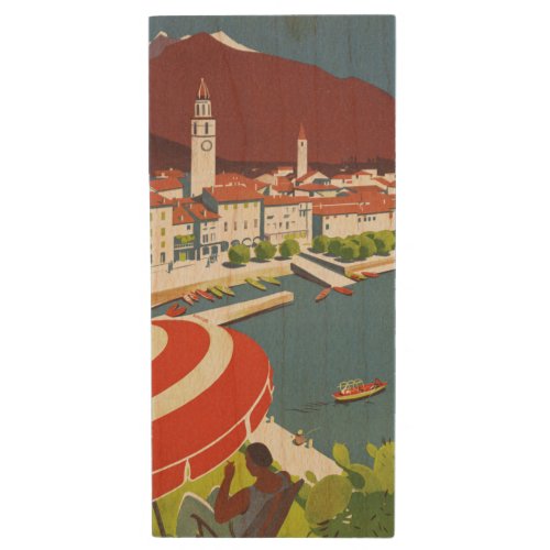 Vintage Switzerland Travel Advert Art Wood Flash Drive
