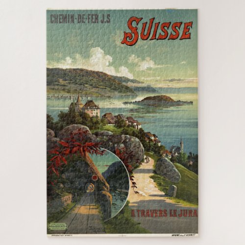 Vintage Switzerland Travel Illustration Art Jigsaw Puzzle
