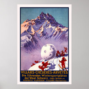 retro travel digital print Villars-Bretaye Switzerland Ski Poster printable switzerland travel poster INSTANT DOWNLOAD 11x16 12x18
