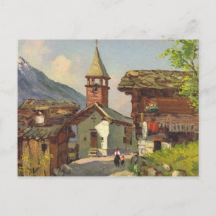 Vintage Switzerland   village in the Valais Postcard