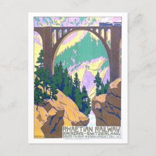Vintage Swizerland Train Poster Postcard