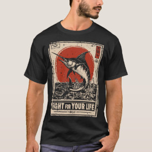 Vintage Swordfish Ocean Warrior Portrait T-Shirt