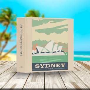 Vintage Sydney Australia Travel Poster Scrapbook 3 Ring Binder