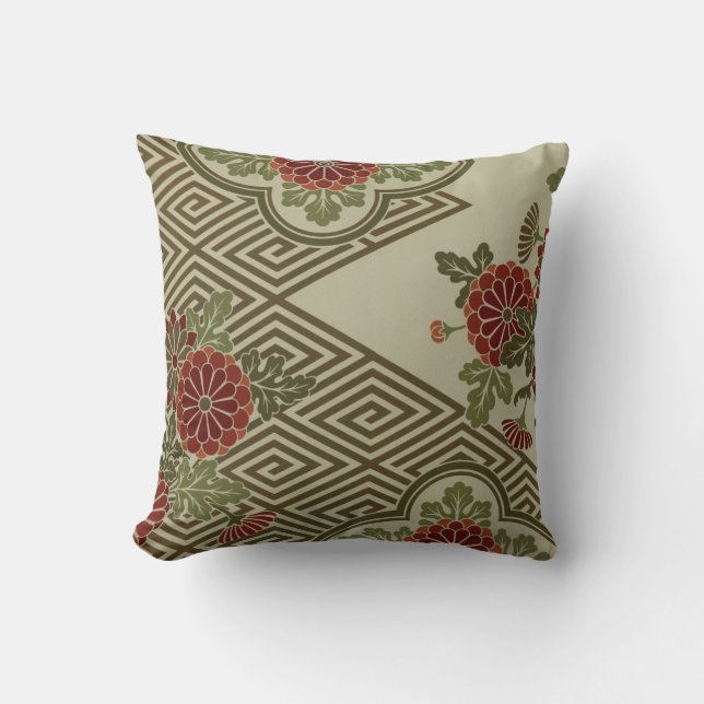 Vintage Symmetrical Floral Pattern Pillow (Front)