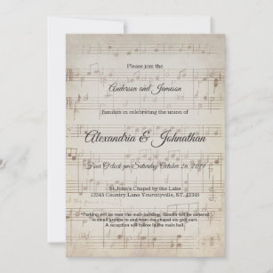 Vintage Symphony Musical Note Wedding Invites