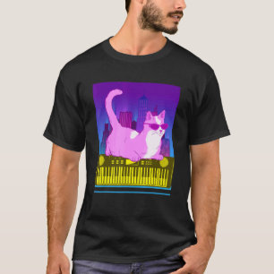Vintage Synthesizer Cat Retro Synth Vaporwave Keyb T-Shirt