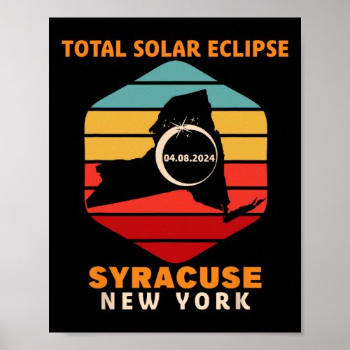 Vintage Syracuse New York Total Solar Eclipse 2024 Poster
