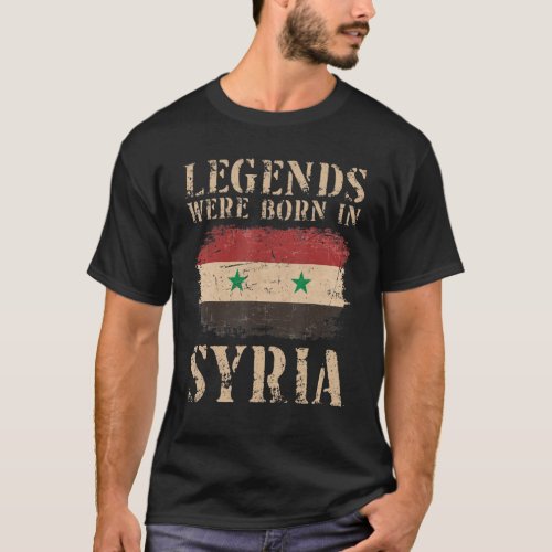 Vintage Syrian Flag Legends Were Born In Syria T_Shirt