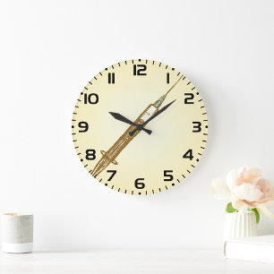 Vintage Syringe Medical Healthcare Sketch  Large Clock