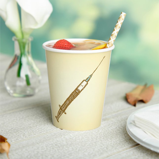 Vintage Syringe Medical Healthcare Sketch  Paper Cups (Creator Uploaded)