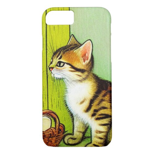 Vintage Tabby Cat Illustration iPhone 87 Case