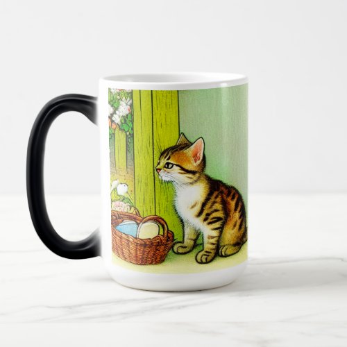 Vintage Tabby Cat Illustration Magic Mug