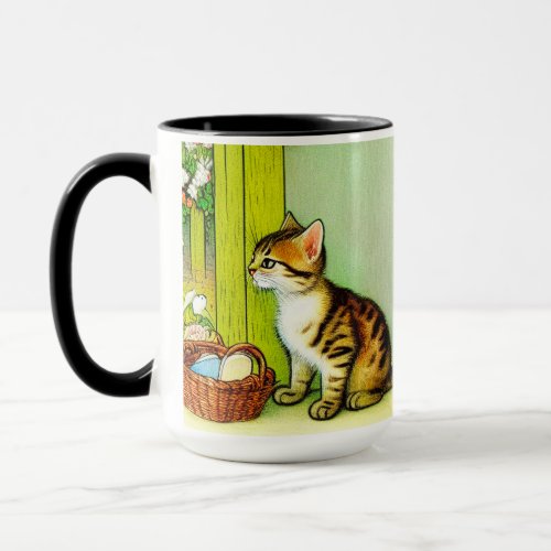 Vintage Tabby Cat Illustration Mug
