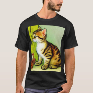 Vintage Tabby Cat Illustration T-Shirt
