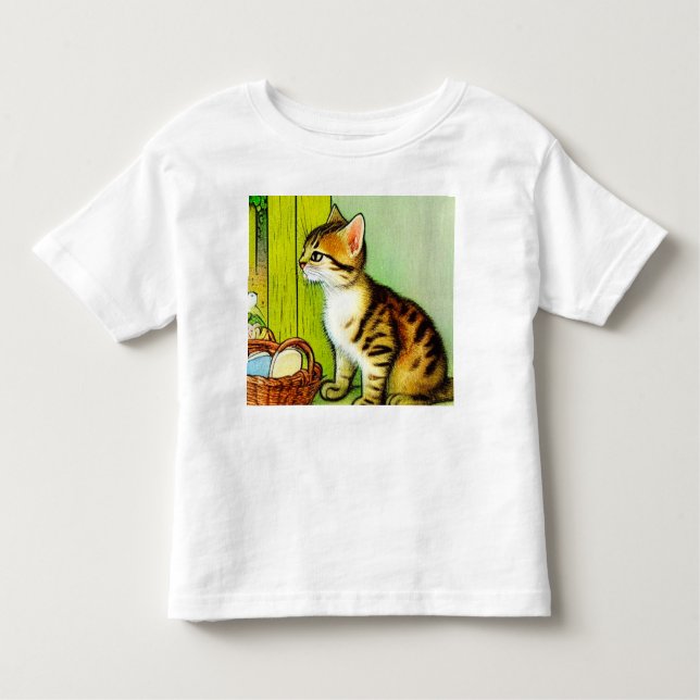Vintage Tabby Cat Illustration Toddler T-shirt (Front)