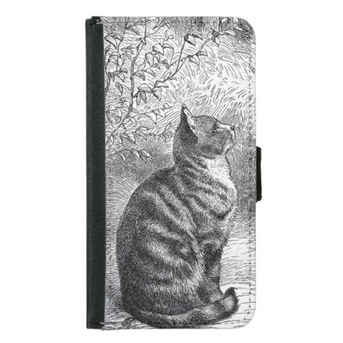 Vintage Tabby Cat Ink Sketch Samsung Galaxy S5 Wallet Case