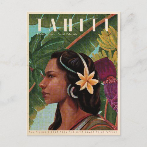 Vintage Tahiti Island girl Postcard