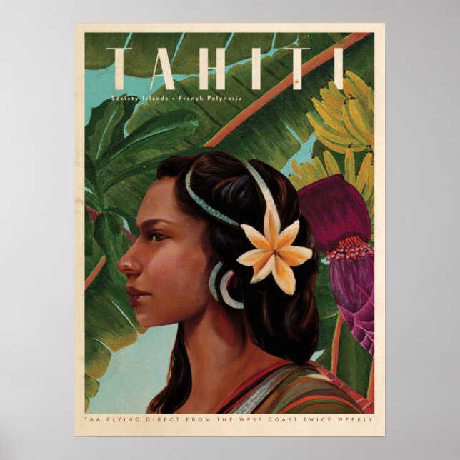 Vintage Tahiti Island girl Poster (Front)