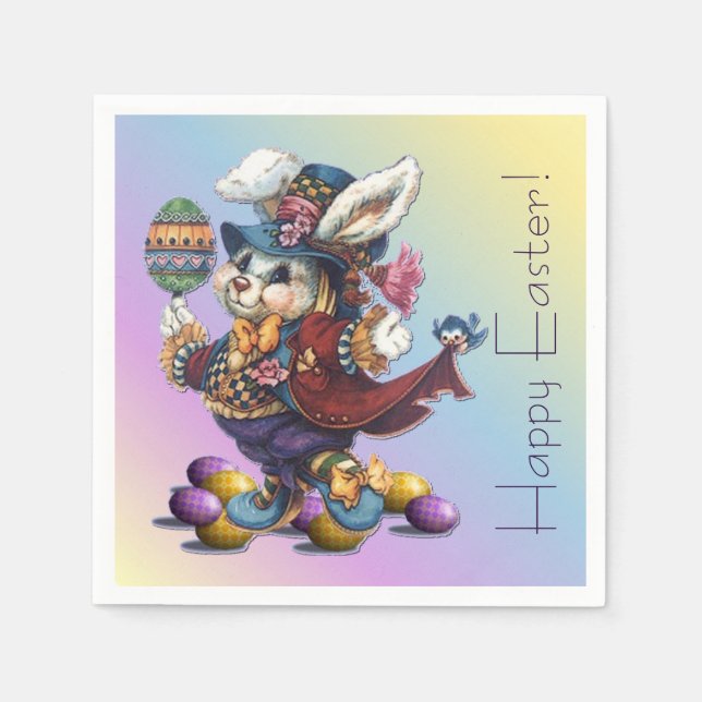 Vintage Tailcoat Easter Bunny Napkins (Front)