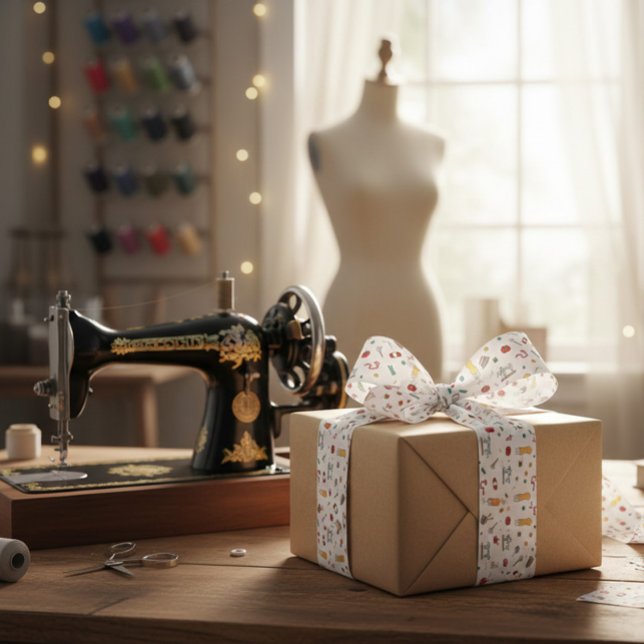 Vintage Tailor Sewing Tools Ribbon (Creator Uploaded)