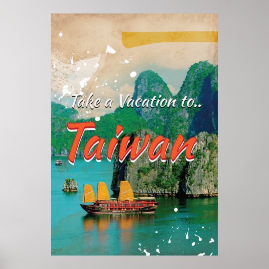 Vintage Taiwan Travel Poster 