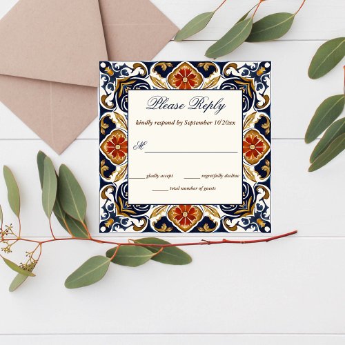 Vintage Talavera Azulejo blue tiles RSVP cards